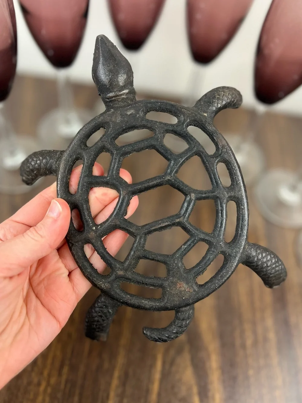 Vintage 1970s-80s Cast Iron Turtle Trivet Kitchen Hot Pot Holder 🐢